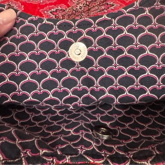 Rare Vera Bradley Tote Bag Retired Frankly Scarlet Red Black Paisley Pattern - Picture 9 of 9